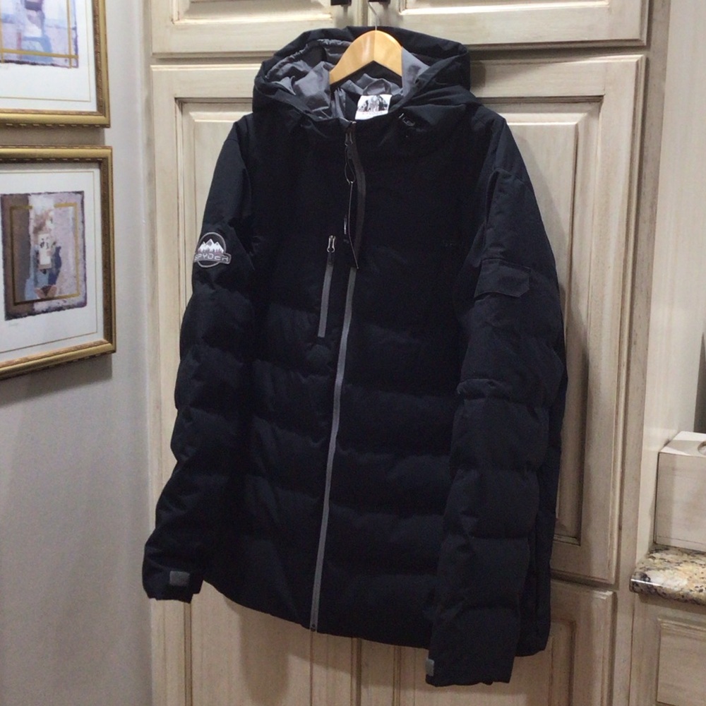 NEW SPYDER 700 Down Parka Black Retail $499 Wrist Gators Powder Skirt HI END